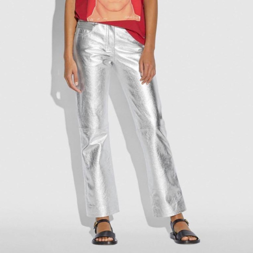 Coach - Metallic Leather Flare Pants